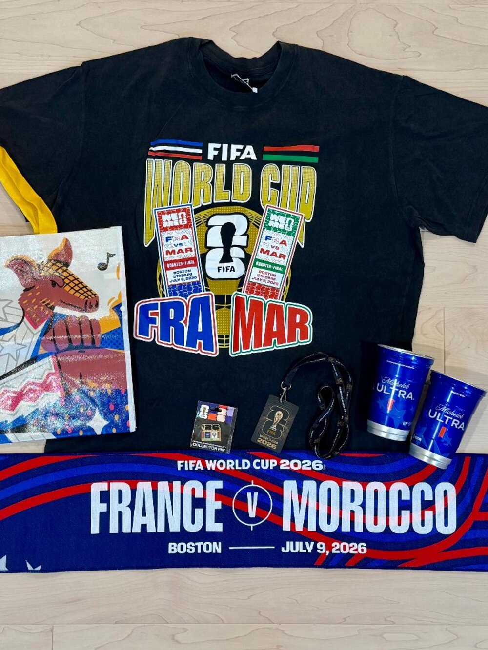 2026 FIFA WOLD CUP Quarterfinal Bundle FRANCE MOROCCO Boston MATCH DAY SCARF Pin